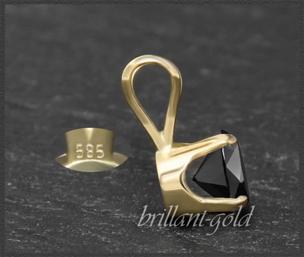 Anhänger 585 Gold schwarzer Saphir 4,5,6,7mm
